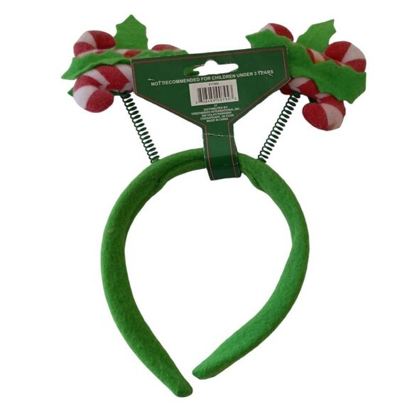 Christmas Bopper Headband Candycane Holly Berry Christmas House Felt Jiggly - Picture 2 of 16